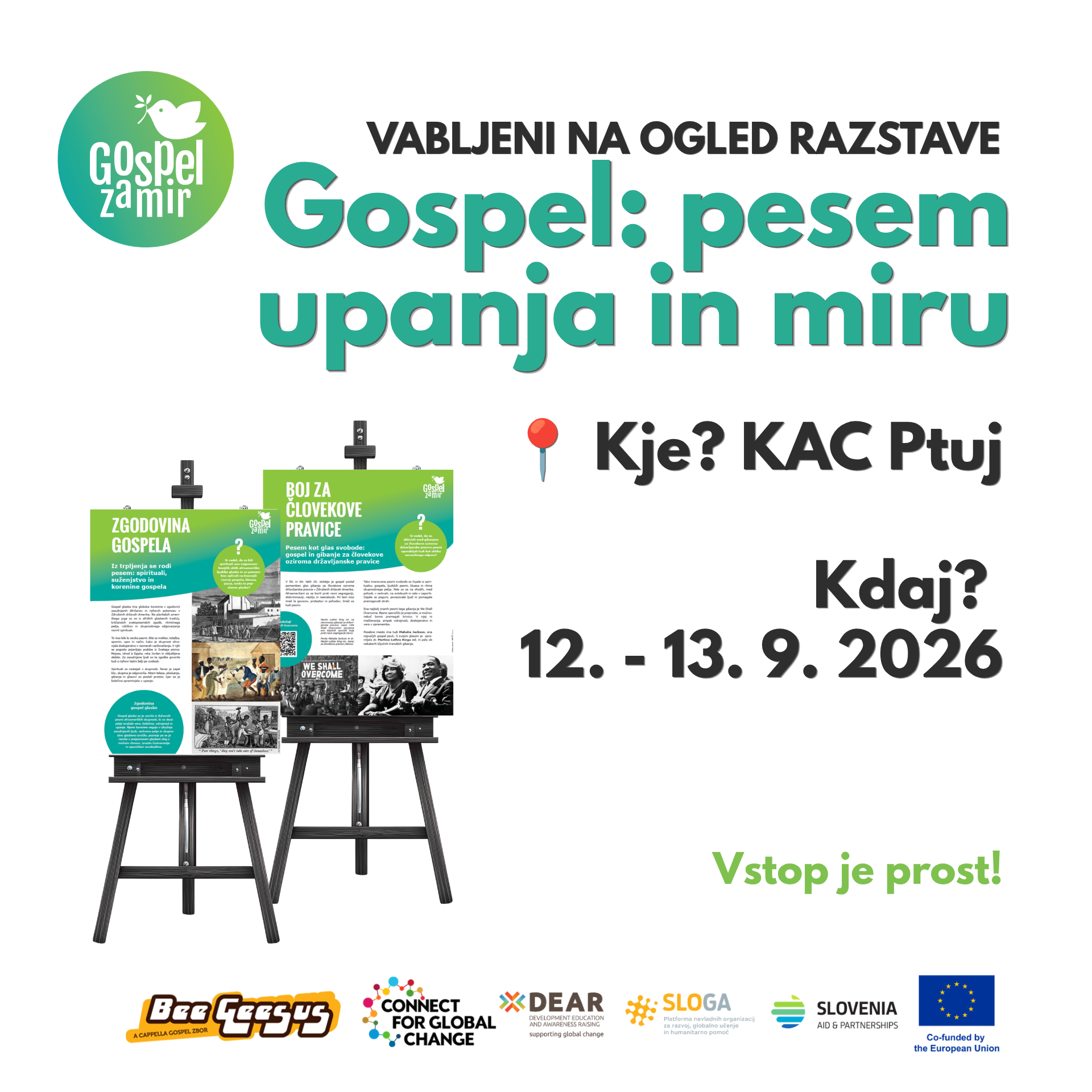 Vabilo na razstavo Gospel: pesem upanja in miru na Ptuju